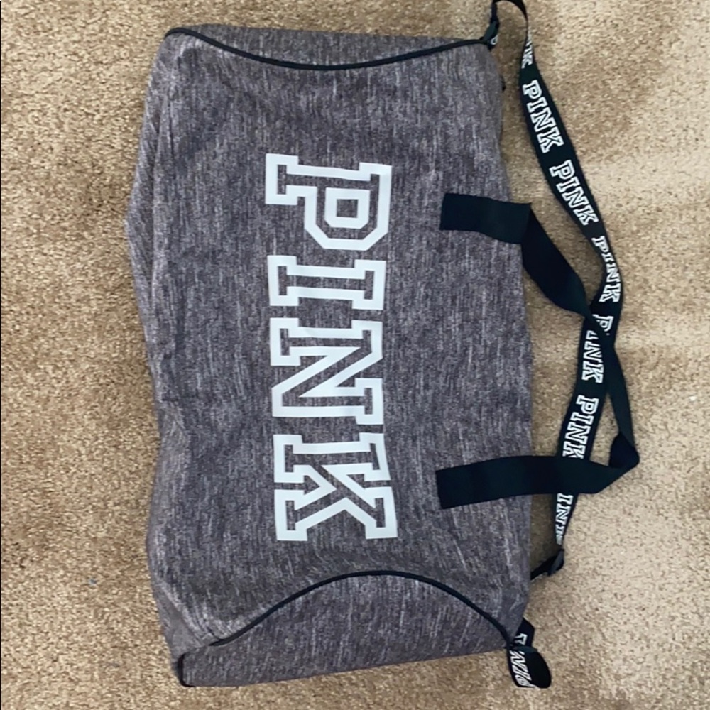 Pink duffel bag- gray